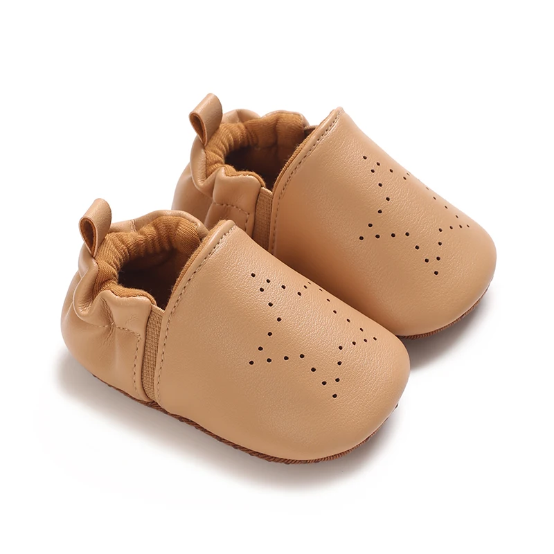 Solid Color Baby Moccasins Elastic Ankle Cuff Non Slip Soft Sole Infant Floor Shoes Unisex Newborn First Walkers Indoor 0-18M