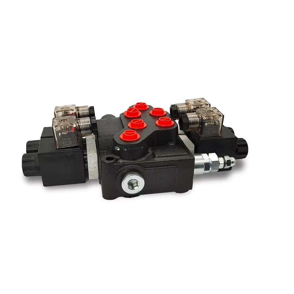 DCV40 سلسلة 3 بكرة صمام التحكم الاتجاهي أحادي الكتلة اليدوية 40 لتر / دقيقة صمام هيدروليكي