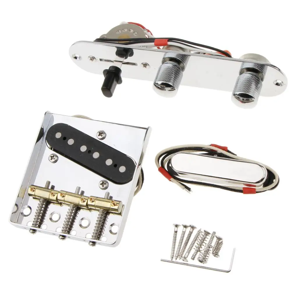 Guitar Bridge Neck Pickup Chrome Vintage 3 Saddle Pickup Set for Electric Guitar Upgrade Kit - view 6