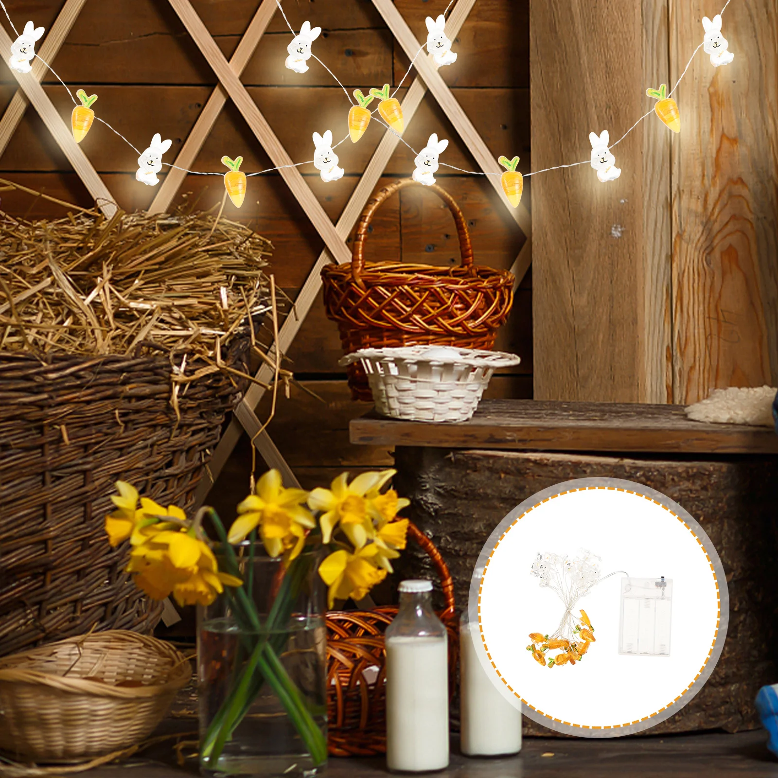 الأسلاك النحاسية LED أرنب عيد الفصح سلسلة ضوء براعة رائعة البلاستيك مصباح للزينة ساحة المنزل ديكور احتفالي #2