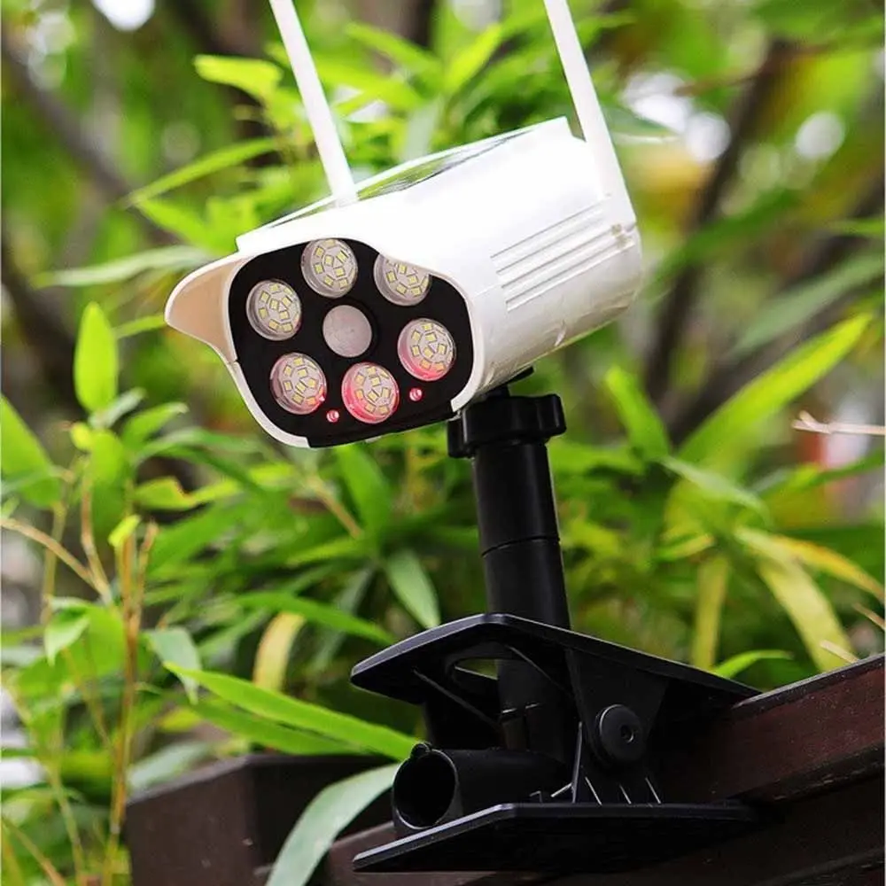 Bidirectional Clip Solar Motion Sensor Light 360° Adjustable 3 Modes Garden Wall Light Wireless Simulation Camera