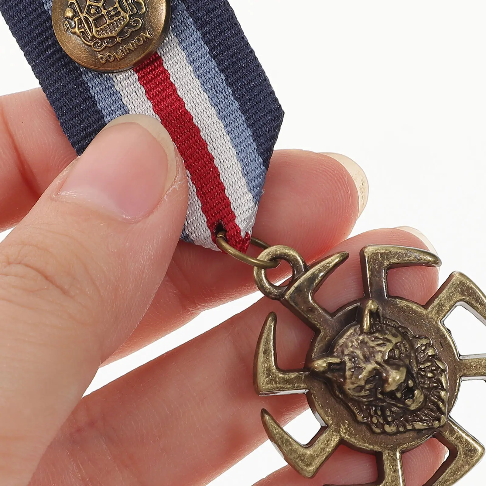 2Pcs Navy Style Award Medal Pins Metal Ribbon Brooch Party Badge Game Prize First Place Ribbon Metal Lapel Pin