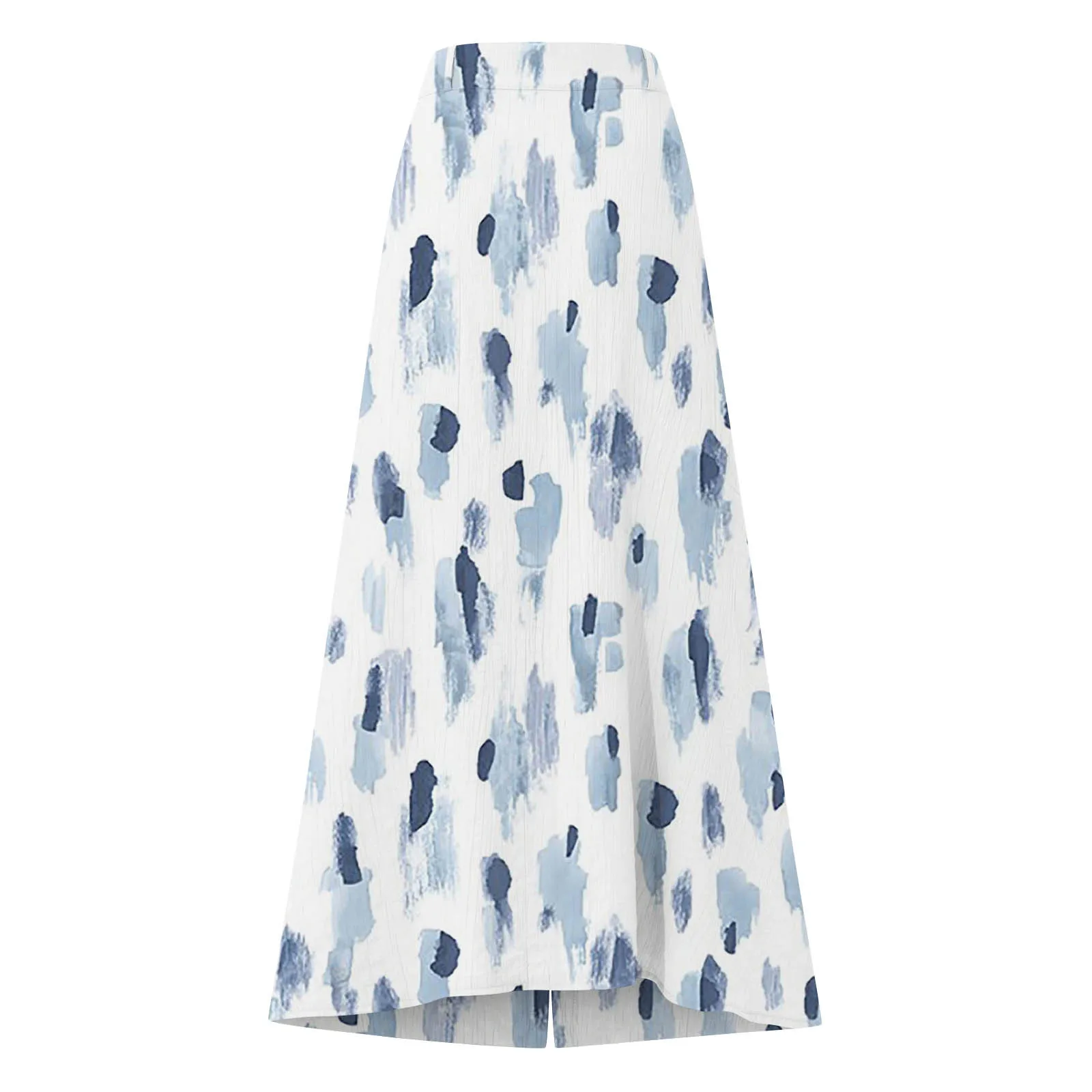 Summer Women's Skirt Cotton Linen Important Button Slit Flower Print Fashion Versatile Vacation Beach Midi Skirt