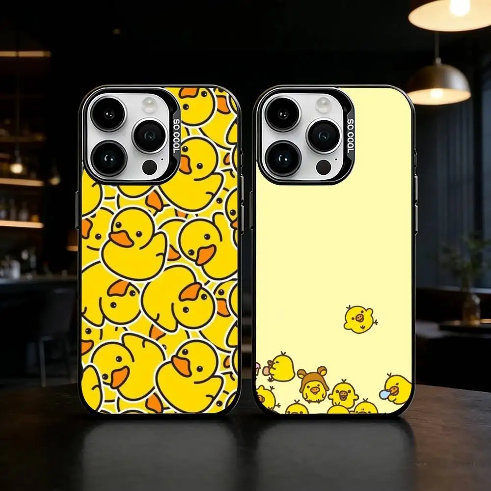 

Yellow Duck Cute Phone Case For iPhone 17,16,15,14,13,12,11,Pro Max,Plus Candy Silver Cover