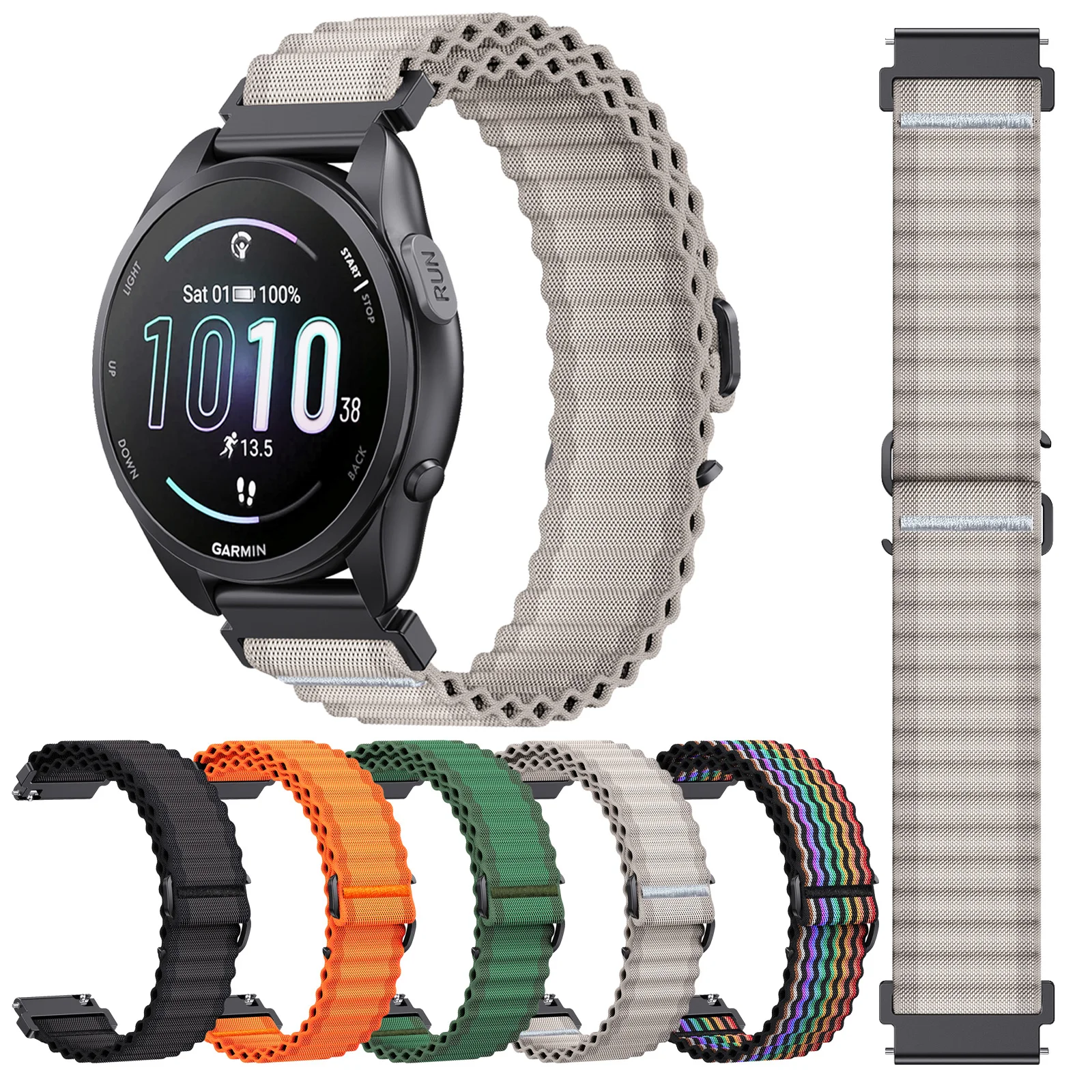 20mm Nylon Band For Garmin Vivoactive 3 5 / Forerunner 245 255 Bracelet Wrist Strap For Garmin Venu SQ 2/Venu2 Plus Watchband
