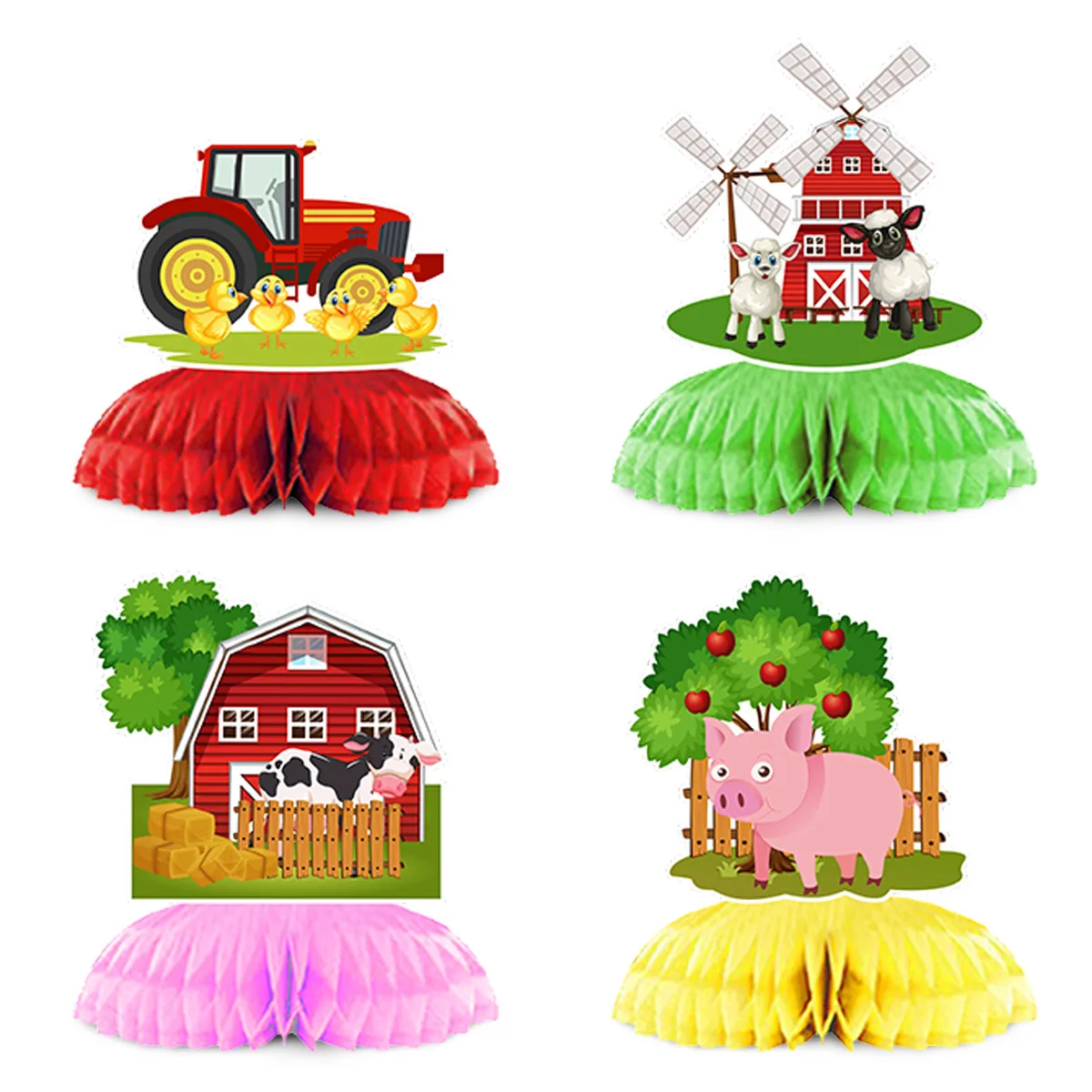 Cartoon Farm Animal Theme Birthday Banner Swirl Hanging Cow Pig Cake Toppers Balloon for Kids Birthday Baby Shower Party Decor view 4