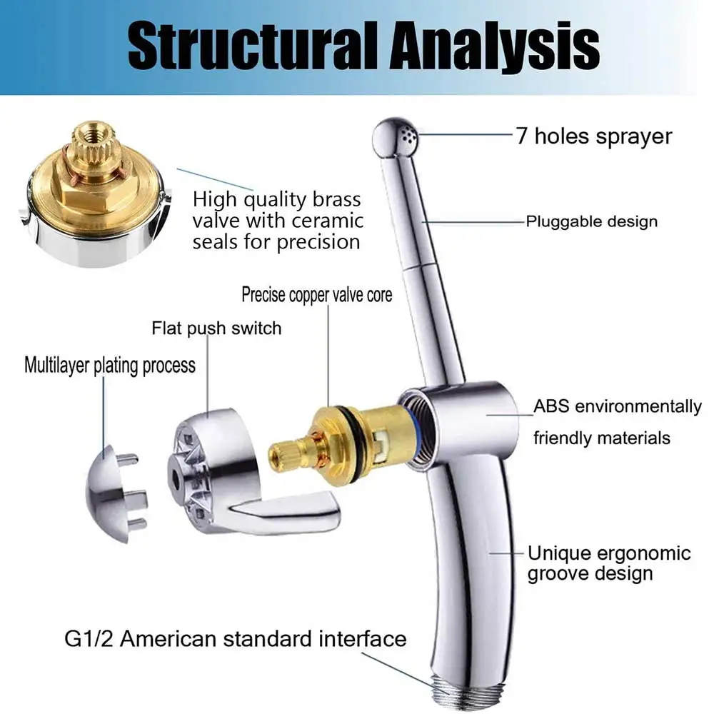 Spruzzatore per Bidet tenuto in mano per Kit di pulizia soffione doccia accessori per il bagno doccia portatile