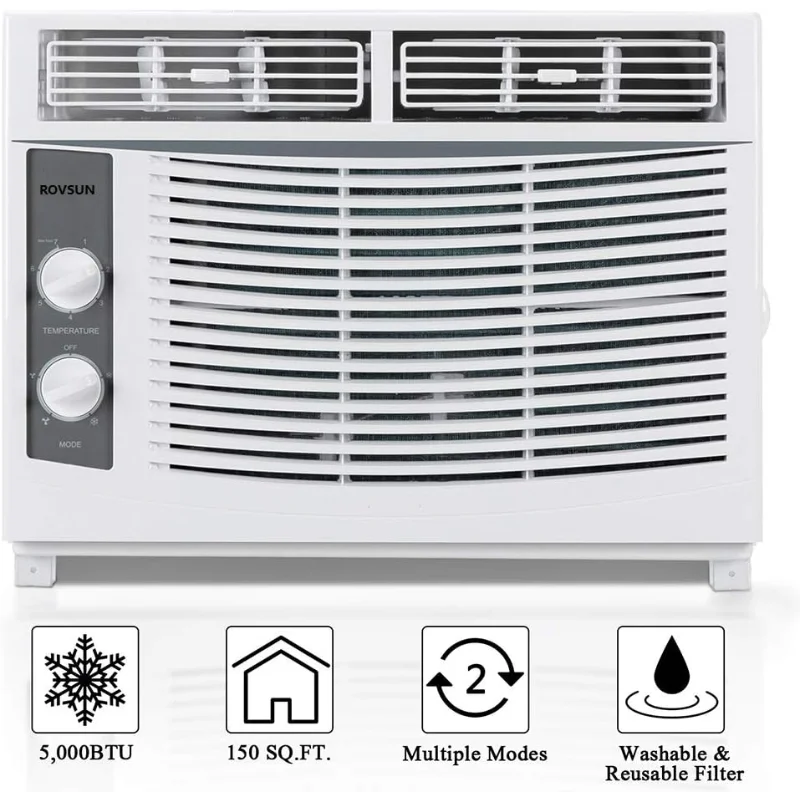 ROVSUN 5000 BTU Air Conditioner Window Unit, 115V/60Hz AC for Window, Cooling Rooms up to 150 Sq. Ft, Easy Install Kit Included