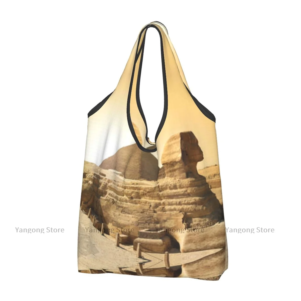 Shopping Bag Egyptian Famous Landmark Wonders Of The World View Print Eco-friendly Folding Portable Handbag for Travel Grocery