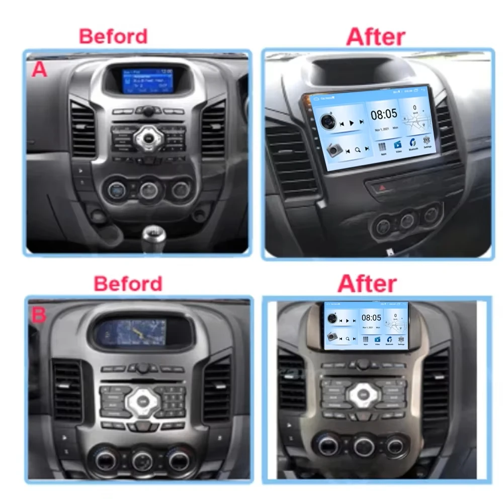 Car Radio For Ford Ranger T6 2011 -2014 Carplay Navigation GPS Carplay Android Auto Stereo Miltimedia Player Unit WiFi No 2din