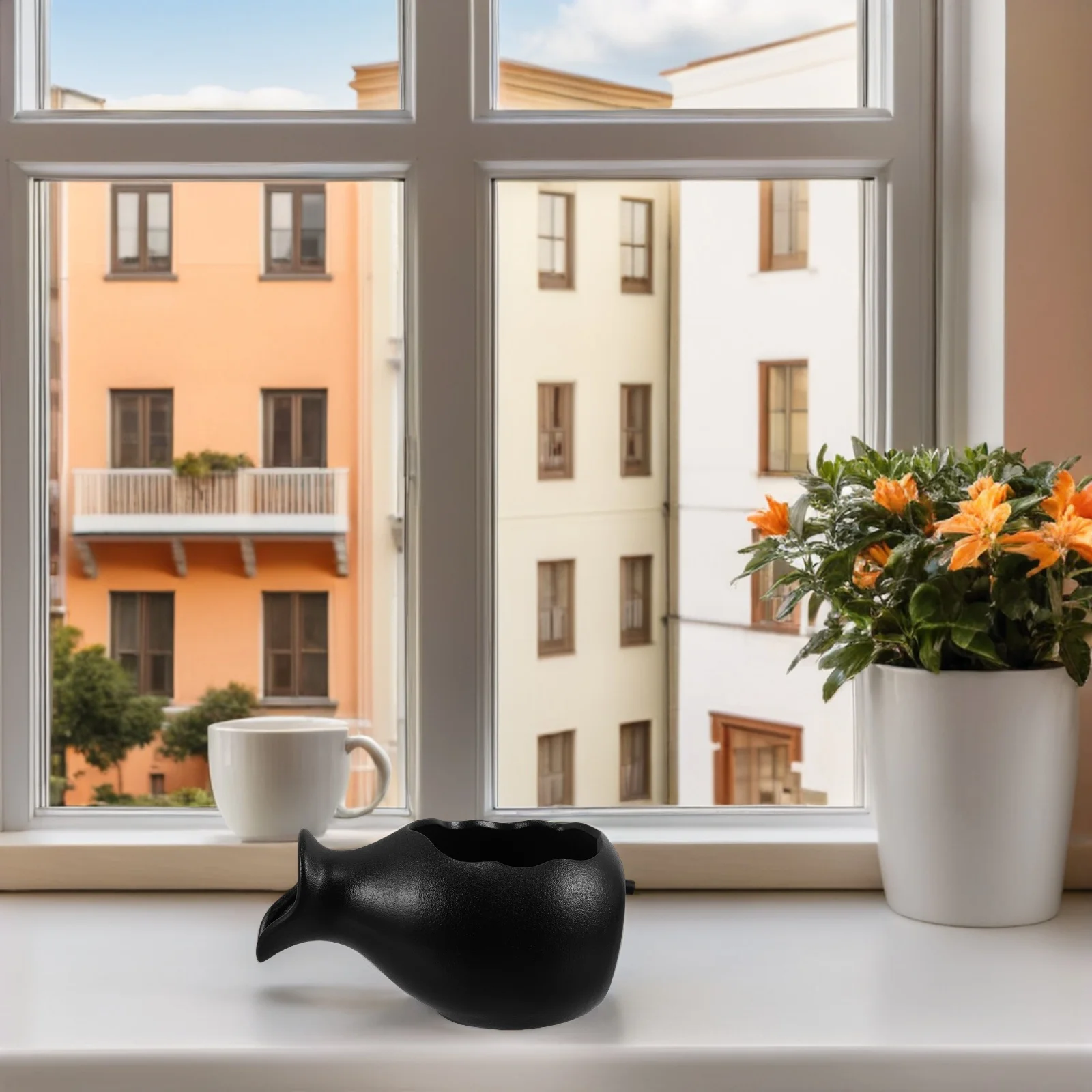 

Mini Ceramic Jar Fountain Waterfall Feature with Top Opening for Hydroponic Planting Flat Base Stable Outdoor Indoor Use Garden