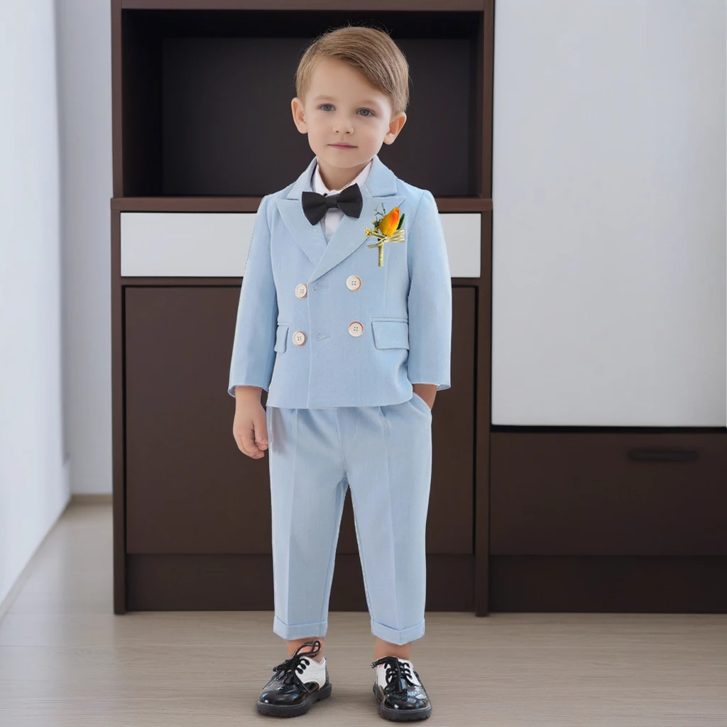 Conjunto de Blazer de cumpleaños para niños, uniforme escolar para niños pequeños, traje de flores verdes, traje de boda para niños de 2, 3, 4, 6 y
