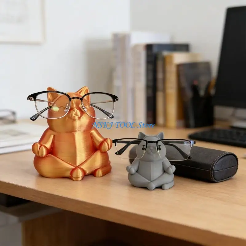 L8RC Glasses Holder Stand for Desk Resin Cats Statue Eyeglasses Display Stand Ornament