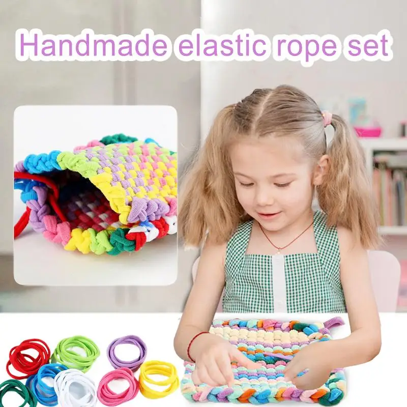 Zestaw do tkania pętli do łapaczy, interaktywne zabawki artystyczne, materiały do rękodzieła z 8 tęczowymi kolorami dla dzieci w wieku 3 lat, początkujących dziewcząt.