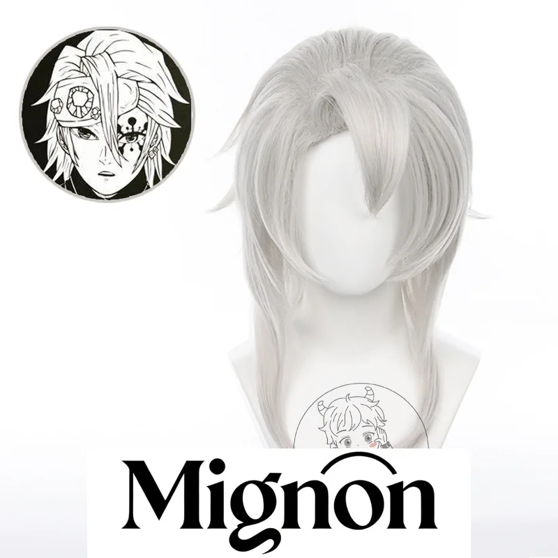 

Миньон Tengen Uzui Косплей Парик Свободные Волосы Версия Звук Хашира Серебристо-Серый Подарок на Хэллоуин