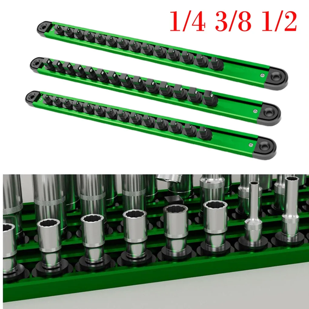 

360° Swivel Magnetic Socket Organizer 1/4 3/8 1/2Inch Socket Clip Rail Holder Sliding Stand Sleeve Rail Rack Tools