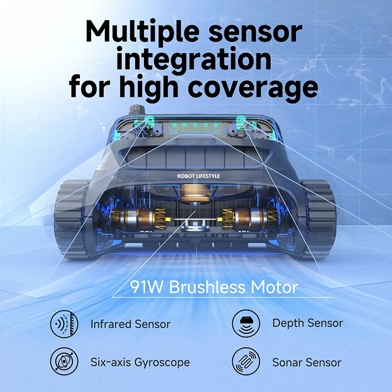 Wireless Pool Robot Vacuum Cleaner WYBOT S2 Wash Waterline Wall Floor Max 300㎡ Double Filtration 210 Mins Runtime Double Filters