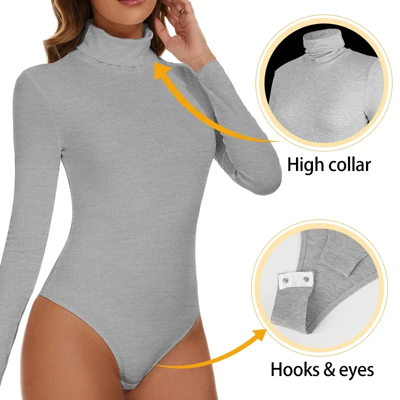 

Bodysuit for Women Tummy Control Waist Shapers Long Sleeve Bodysuits High Collar Shapewear One-Piece Slimming Tops