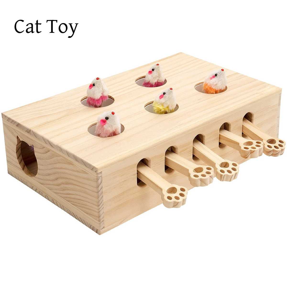 NEW Cat Toys Interactive Whack-a-mole Solid Wood Toys for Indoor Cats Kitten Catch Mice Game Dropshipping