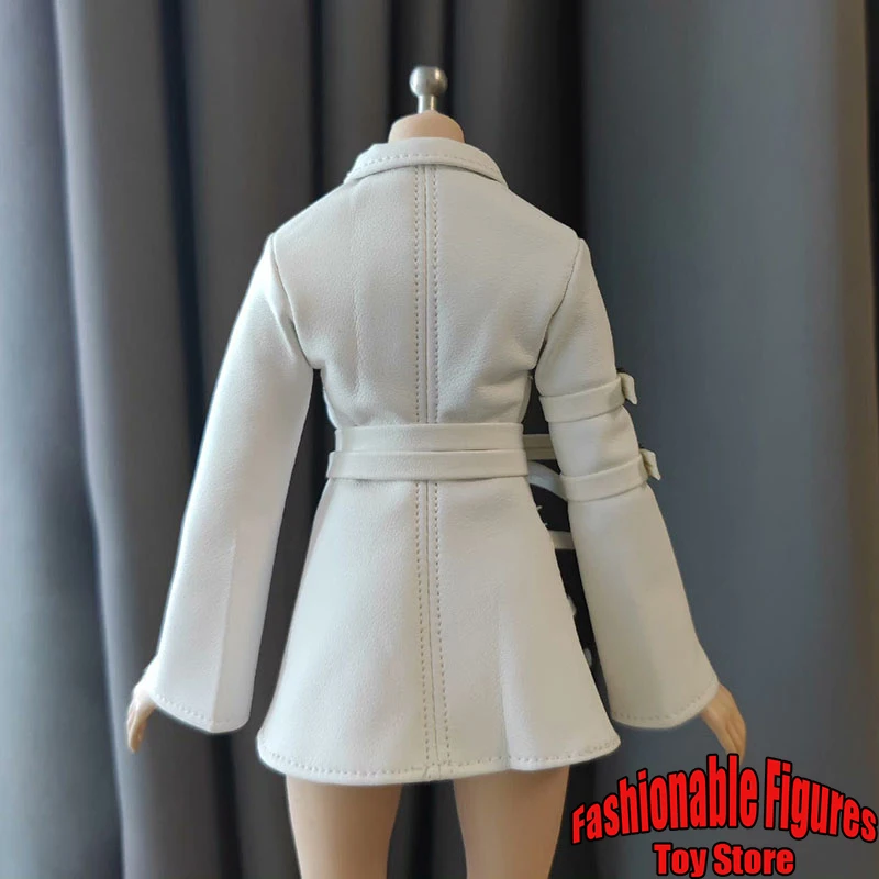 1/6 giacca da donna di media lunghezza Trench colletto con risvolto Blazer cappotto in pelle con spacco laterale con cintura per corpo soldato Action Figure da 12 pollici