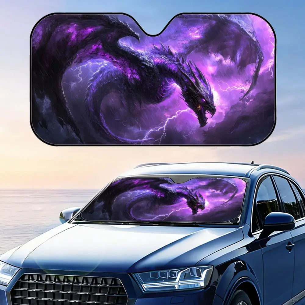 Fierce Red Dragon Sun Visor Visor Reusable Aluminum Foil UV Protector Suction Cups Heat Three-layer Insulation