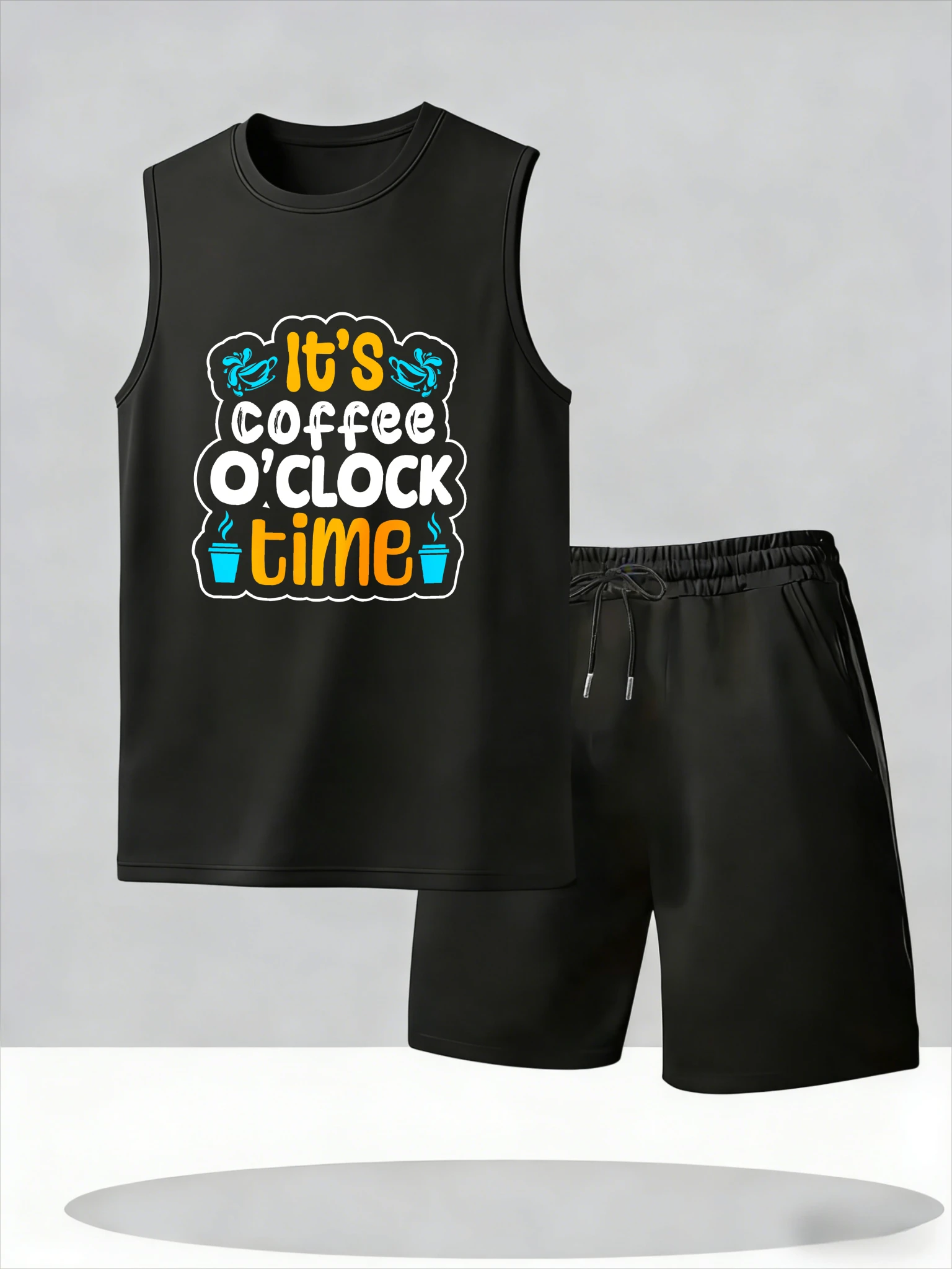 

Men's Tank Top Sets 2026 Summer Thin Quick Dry beach jogging set sweat suit sports oversize Breathable crewneck seaside