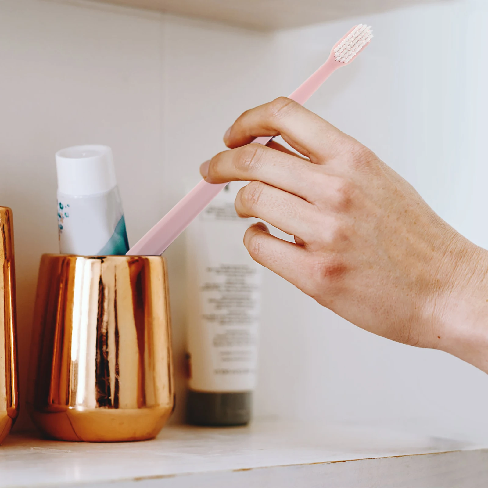 

8pcs Portable Soft Bristle Toothbrush Set With Caps Wheat Straw Toothbrushes For Travel Camping School Oral Hygiene