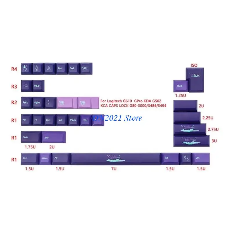

F3KE 139 Keys Keycaps Set PBT KCA Height Keycap Dye-Sub for Gaming Mechanical Keyboard 7U