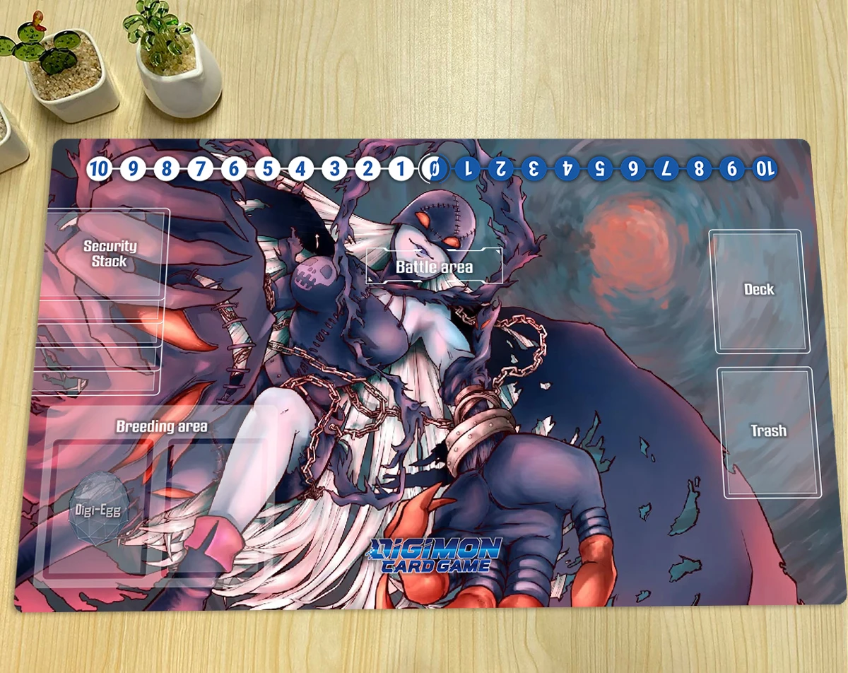 Digimon Playmat LadyDevimon DTCG CCG Mat Board Game Trading Card Game Mat Anime Mouse Pad Desk Pad Gaming Accessories Free Bag