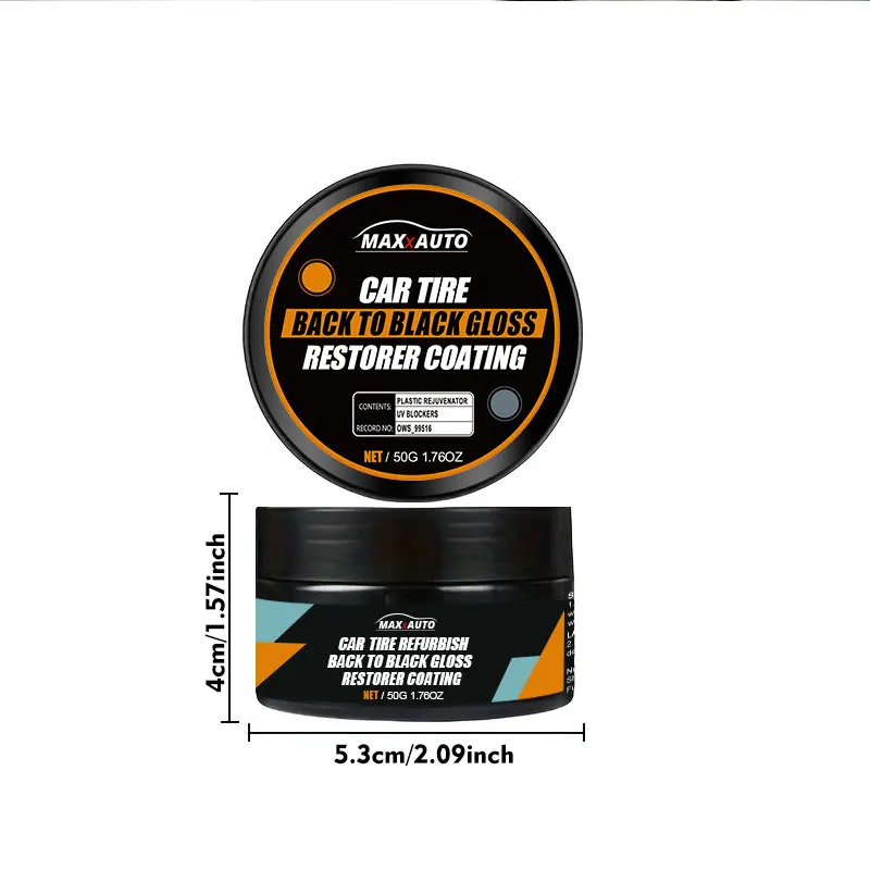 Motorcycle Tire Restorer Wax Back to Black Gloss Long-Lasting Coating Plastic Renovator Polish Cleaning Tire Gloss Enhancer Kit