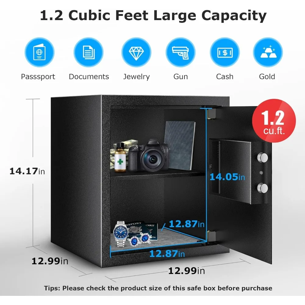 Стальной сейф с цифровым замком клавиатуры со съемной полкой для дома, гостиницы, офиса, ценностей, денег