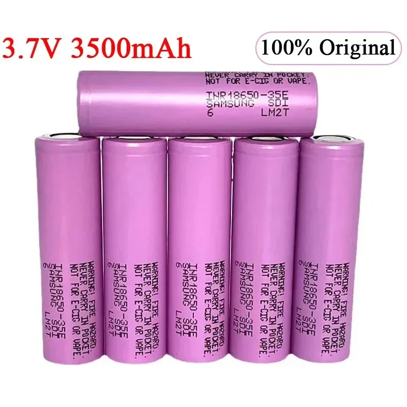 3.7V 3500mAh 18650 Li-ion Battery INR18650 35E 25A Discharge Lithium Ion Replacement External Battery for Screwdriver Flashlight