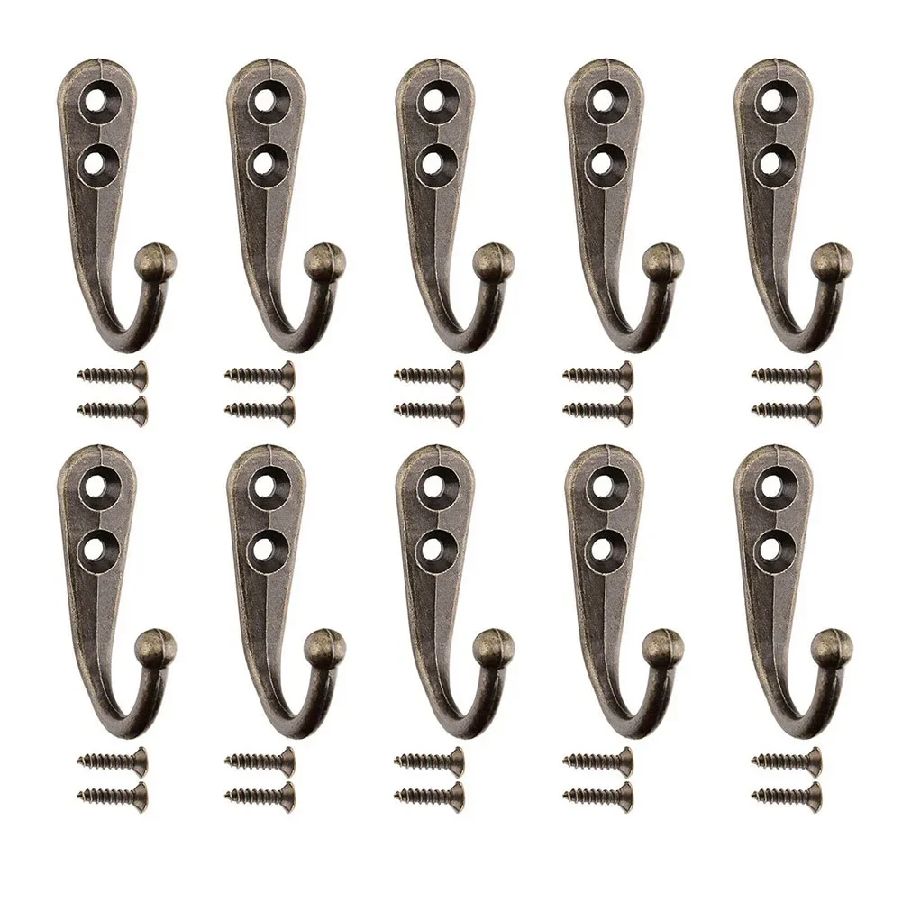 Black Bronze Hooks Screws Hook Door Robe Clothes Hangings Vintage Coat Hooks Zinc Alloy Anti-rust Anti-scratch