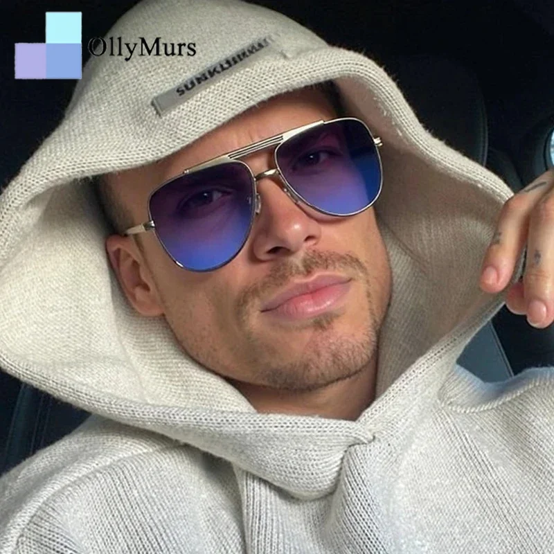 

Мужские солнцезащитные очки в стиле пилот-панк, оверсайз, ретро, овальные, стимпанк, с защитой UV400, металлическая оправа, люкс, брендовые очки