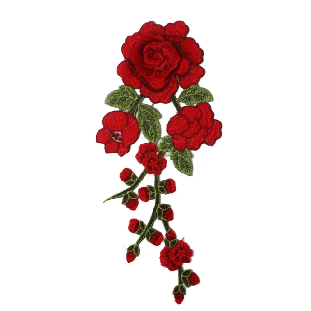 Sewing Clothing Accessories Colorful Floral Iron On Patch Long String Flowers Clothes Sticker Embroidery Patches