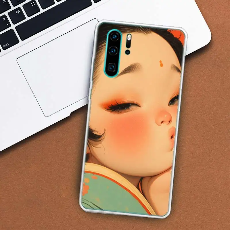 A cute Little Girl With a Chubby Face Phone Case For Huawei Mate 40 Pro 30 20 Lite 10 Huawei P30 Lite P50 Pro P40 P20 P10 Cover