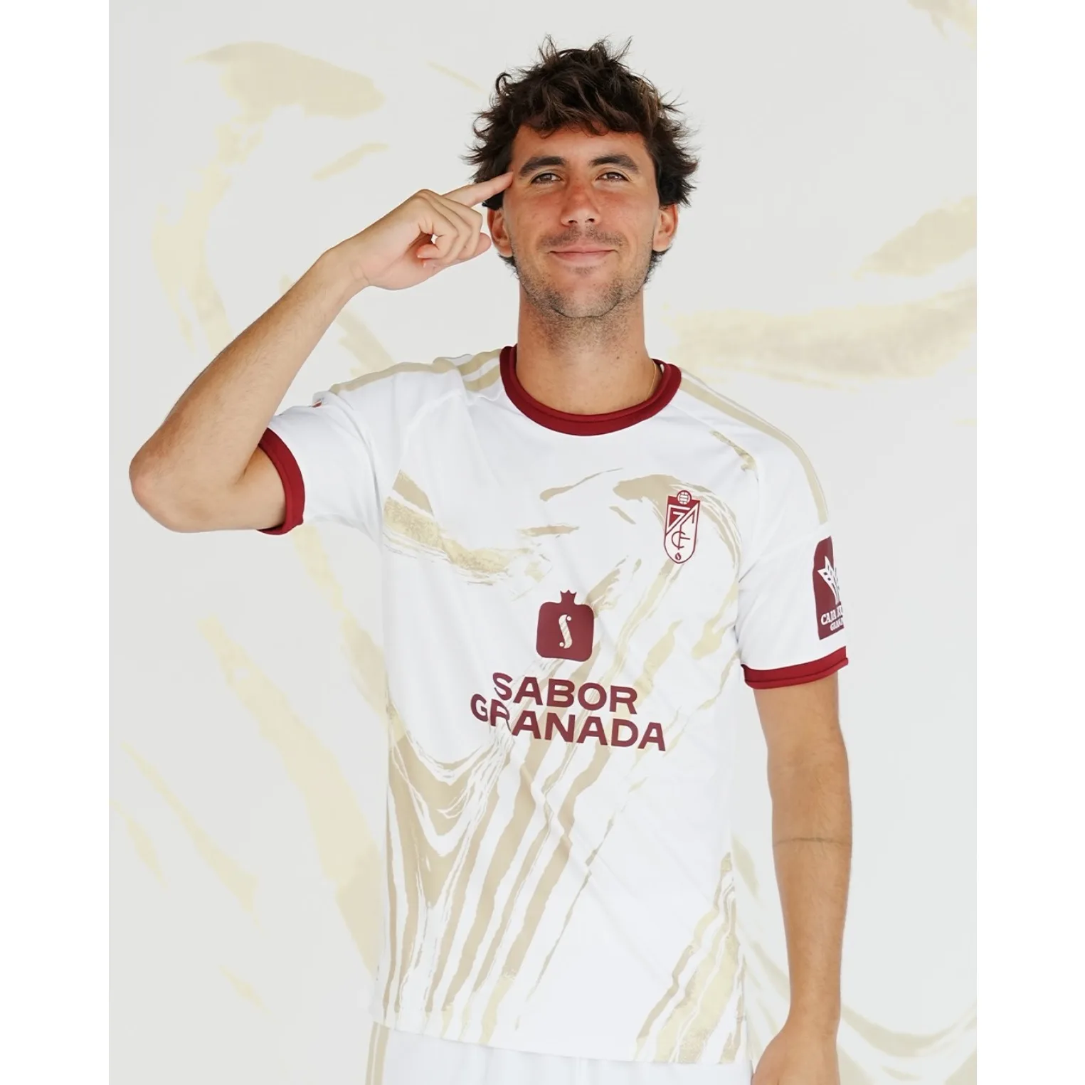 Granada 2026/27 White Gold Brush Print Football Jersey Fan Version Short Sleeve Quick Dry T Shirt Training Match Family Matching