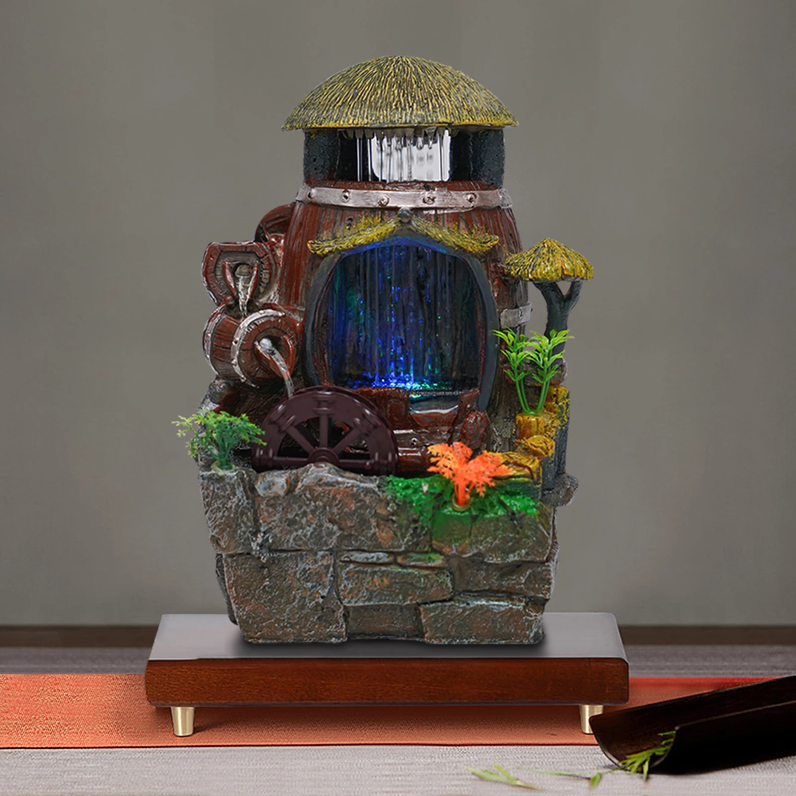 

Rockery Water Fountain Ornament LED Indoor Tabletop Fountain Waterfall Desktop LED Desktop Water Fountain Waterfall Ornament