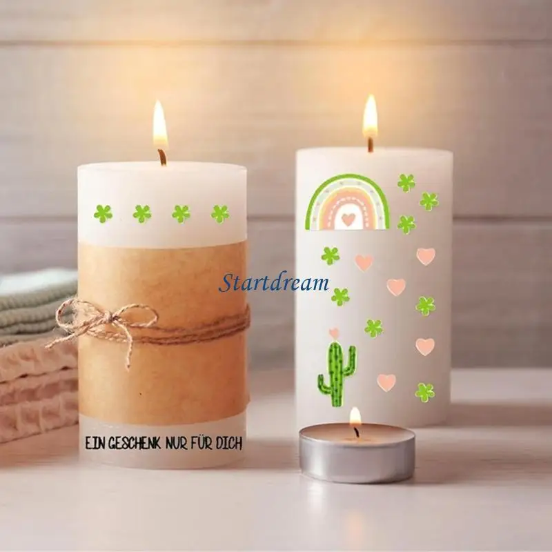 Decorative Sticker Water Resistant Rub On Sticker Water Transfers Sticker for Candle Glassware Furniture K92C