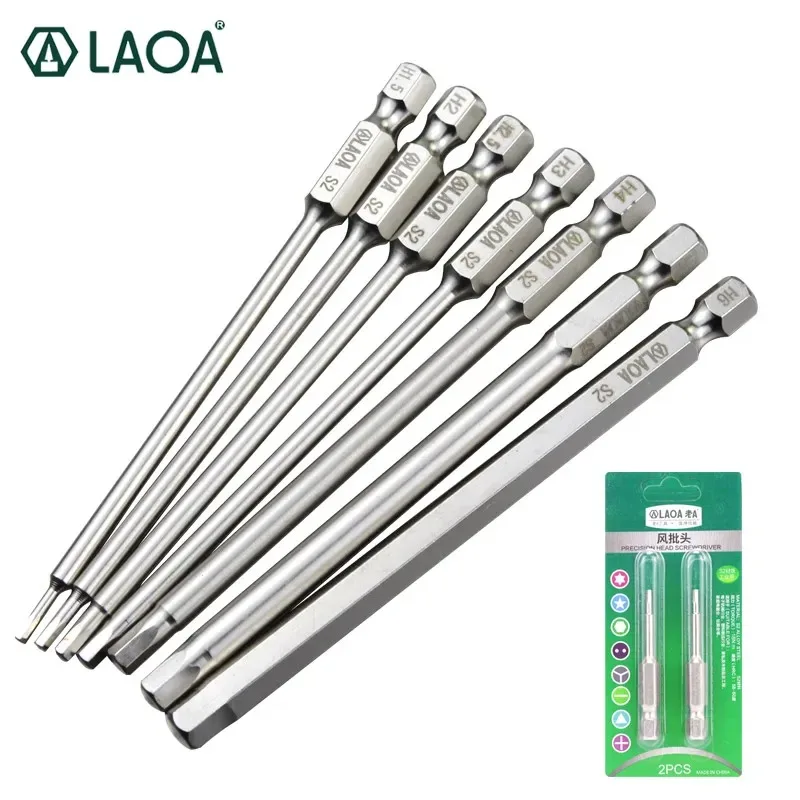 LAOA 2pcs Hex Electric Screwdriver Bits with Magnetic S2 Alloy Steel Screwdriver Head