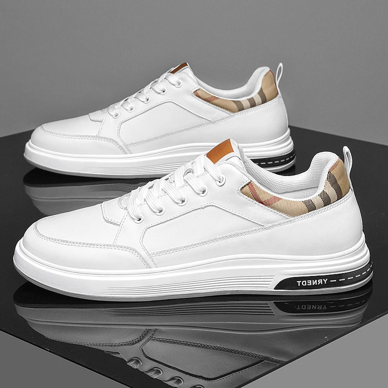 

Autumn New Men Board Shoes White Shoes Simple Grid Atmospheric Fashionable Breathable Comfortable Casual Shoes