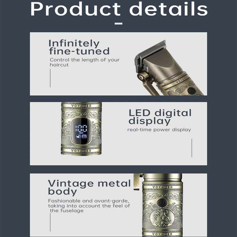 VGR V-697 электрическая машинка для стрижки волос, винтажная металлическая профессиональная машинка для личной гигиены, Парикмахерская Машинка для стрижки волос для мужчин, обновленная версия T9 LCD VGR 697