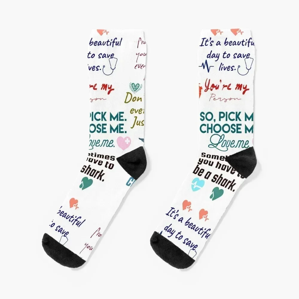 Best quotes of greys pack Socks cotton basketball gift soccer anti-slip Boy Socks Women's