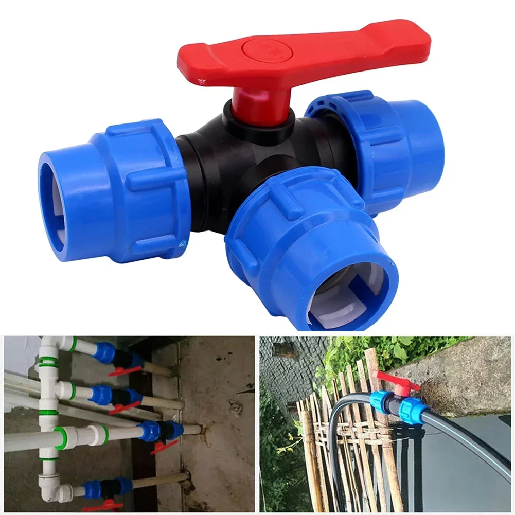 High Standard PE Pipe 3 Way Ball Valve Plastic Valve Ball 20/25/32mm Connection Hose Regulated Water Flow Easy Installation