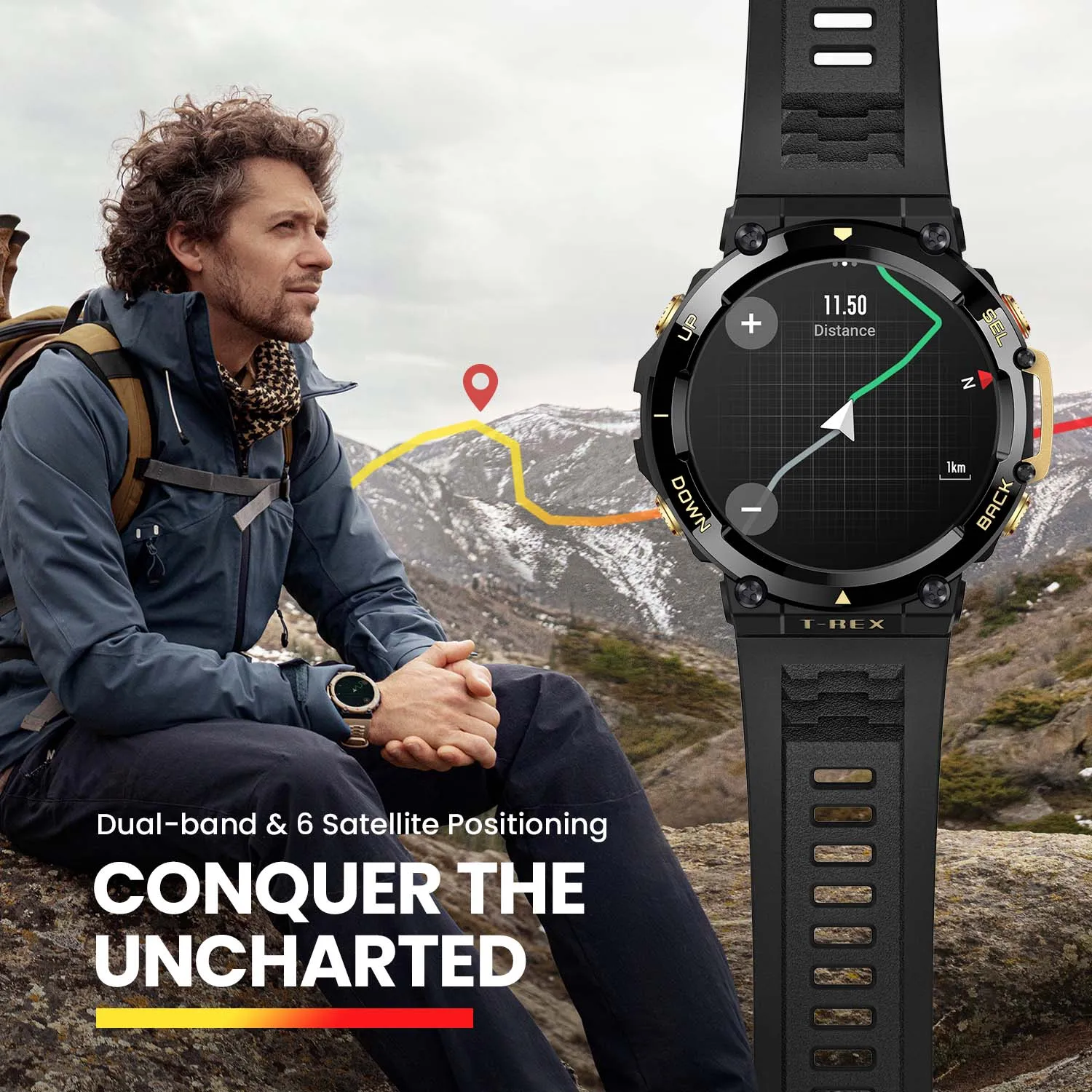 New Amazfit T Rex 2 Outdoor GPS Smartwatch T-Rex 2 Dual Band Route Import 150+Built-in Sports Modes Smart Watch For Android iOS