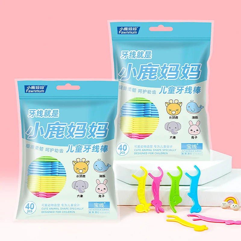 Hilo Dental de colores para niños, hilo Dental para curar abolladuras, limpieza Interdental de ortodoncia, 40 piezas