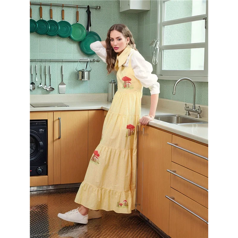 AOAO-femmes robe Maxi brodée sans manches smockée fluide robe d'été Boho robes longues plage Vocation