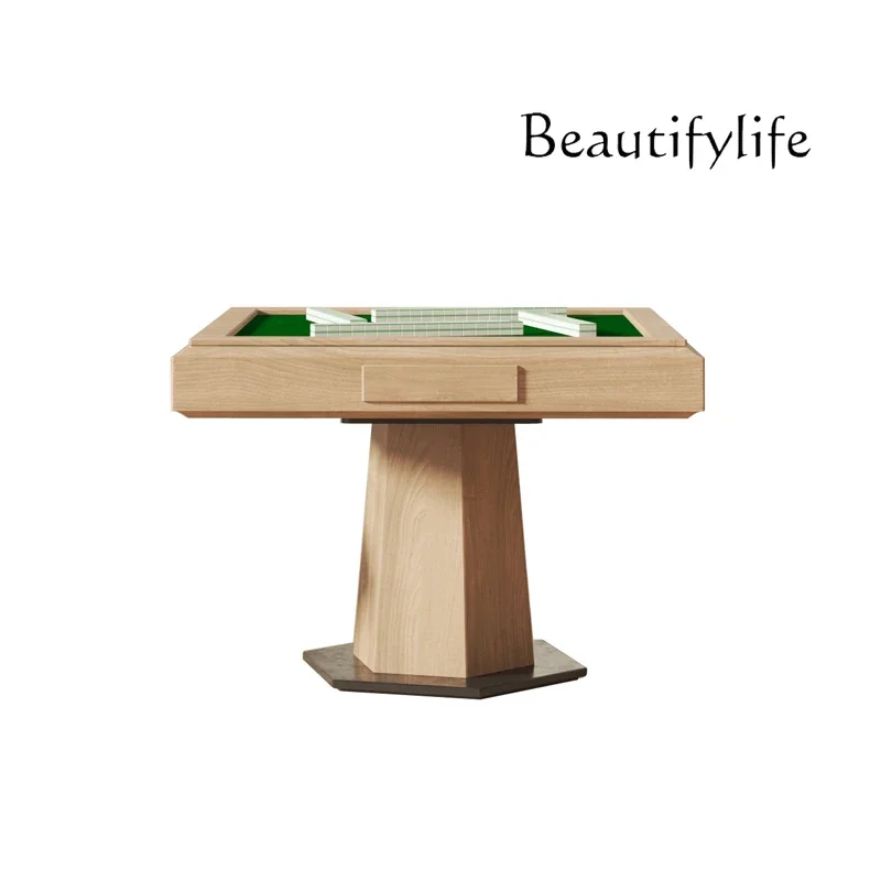 

Silent Style Solid Wood Mahjong Table Simple Log Style Chess and Card Table New Chinese Style Automatic Mute Electric