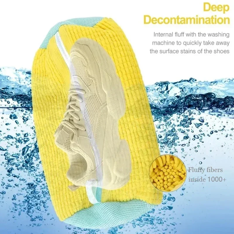 Thickened Shoe Washing Pouch Anti Deformation Full Surround Cleaning Reusable Laundry Bag For Sports Shoes Household Daily Use