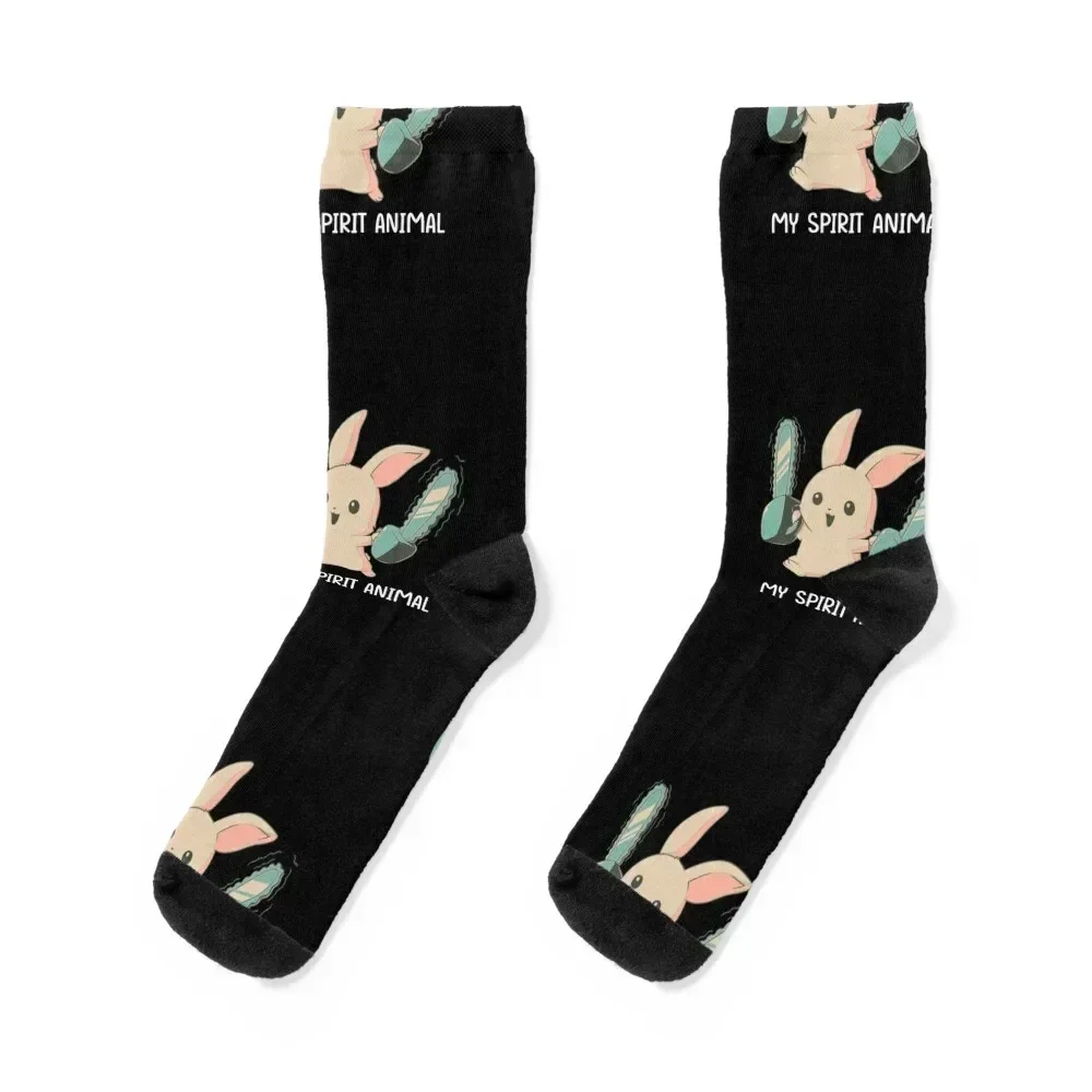 Rabbit with Chainsaws, My Spirit Animal cute Rabbit with Chainsaw Socks Antiskid soccer hockey Luxury Woman Socks Men's